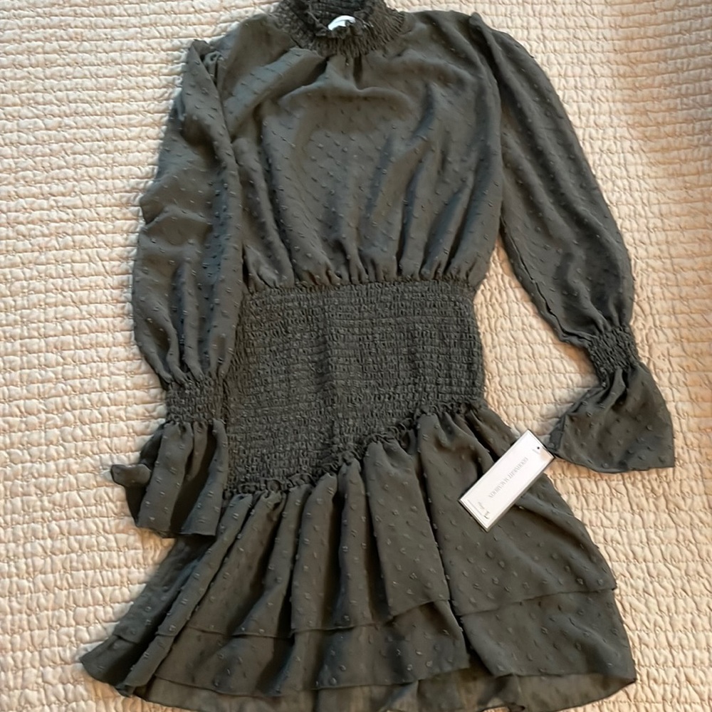 NWT- Good macaroon forest green dress